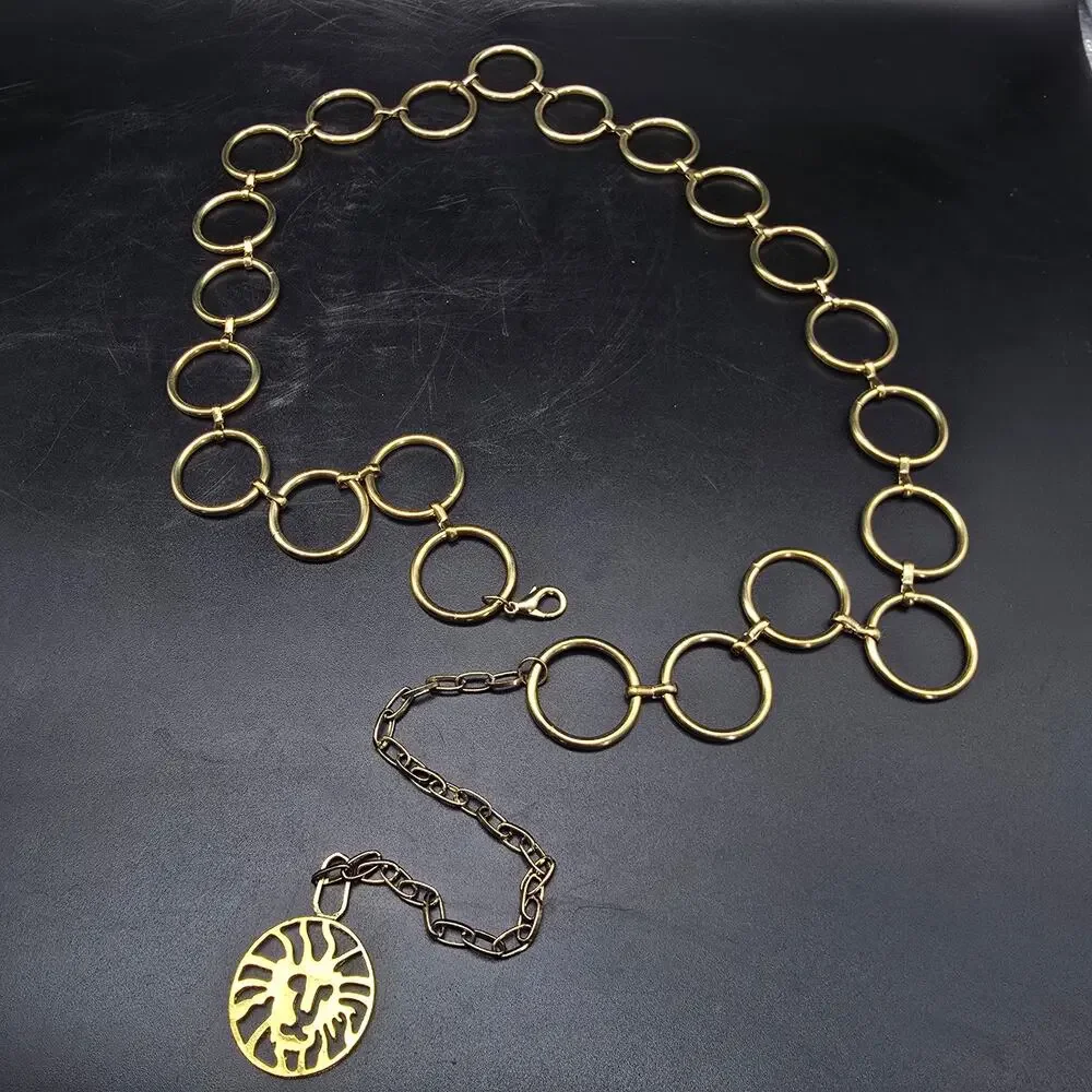 Anne Klein Gold Tone Lion Head Belt Chain 32 Inch